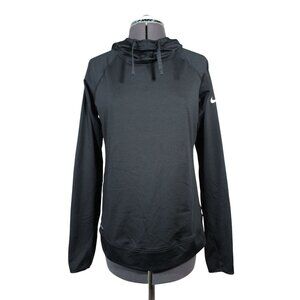 Nike Pro women's black fleece lined‎ Dri-Fit athletic workout hoodie pullover M